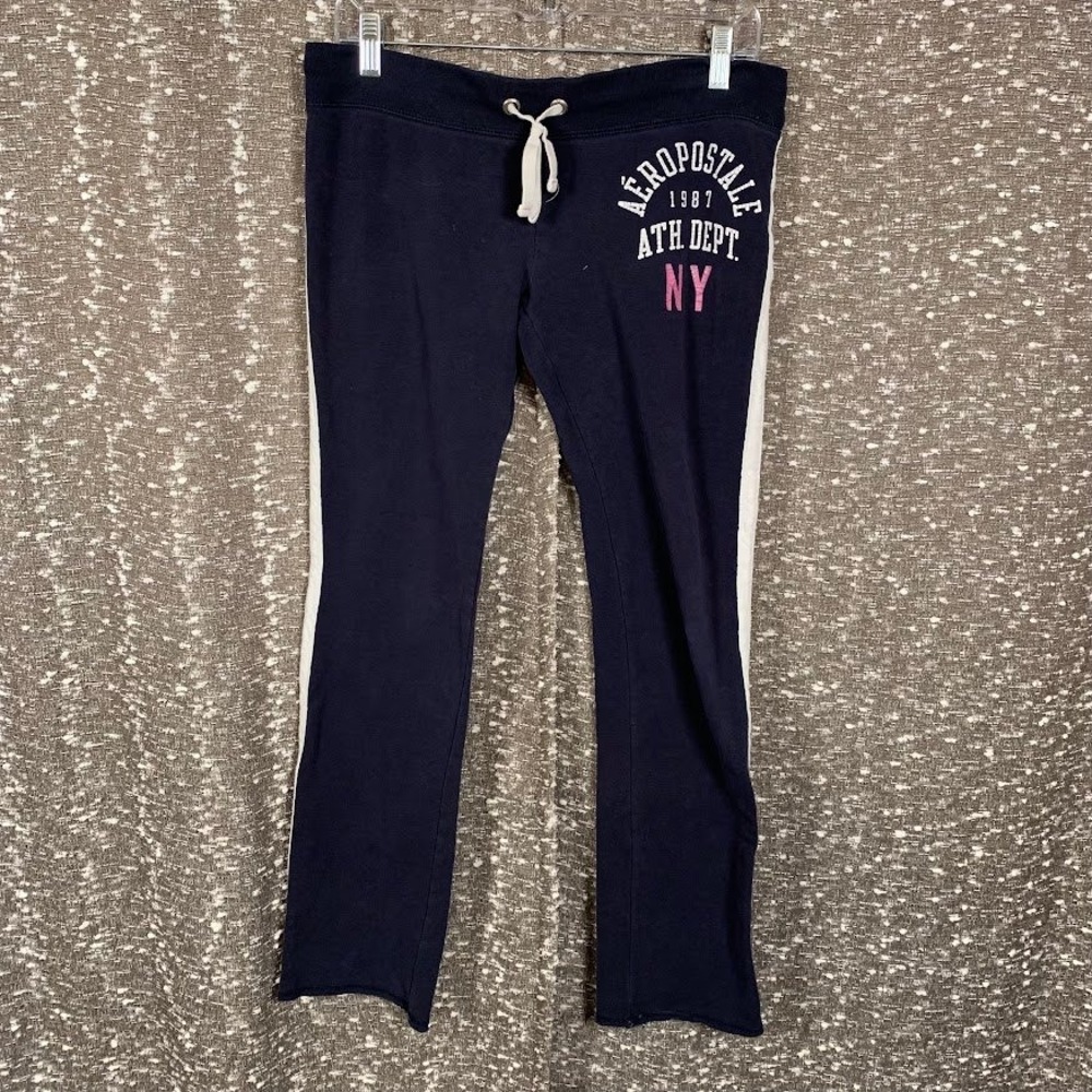 Aeropostale Navy Blue Side Stripe Sweatpants Preppy Y2K Women's Medium